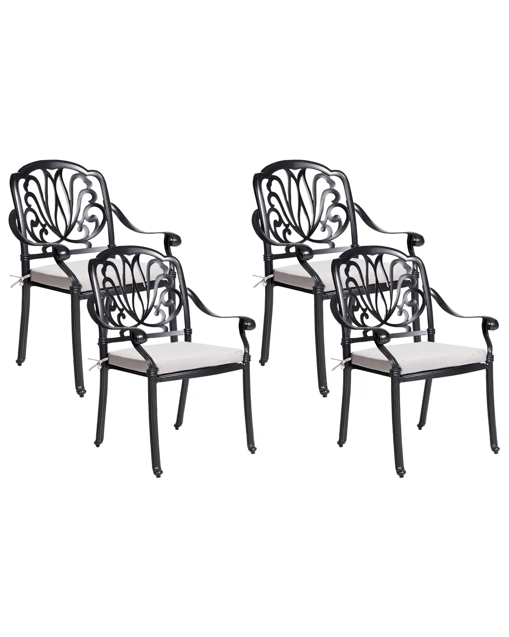 Set of 4 Garden Chairs with Cushions ANCONA Metal Black
