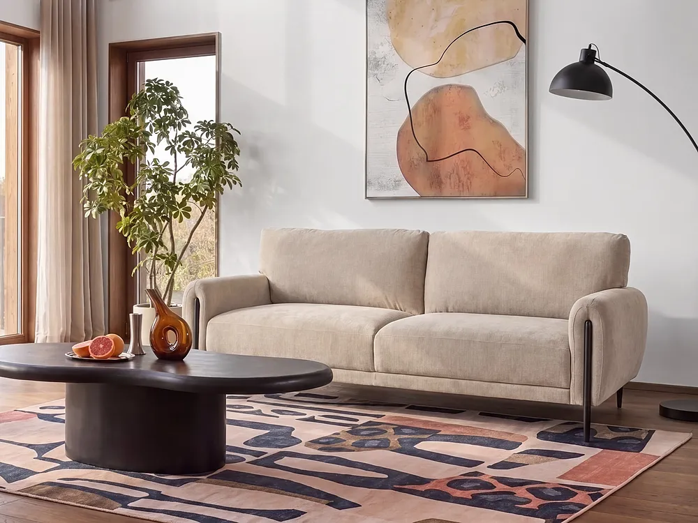 Sofa 3 Seater SKARO Chenille Beige_1156621