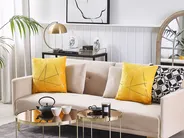Set of 2 Decorative Cushions PINUS 45 x 45 cm Velvet Yellow Geometric Pattern_810598