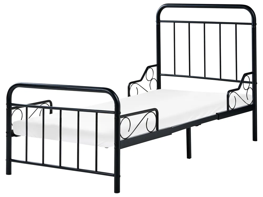 Extendable Kids Bed Metal ANAIS 90 x 200 cm (EU Single) Black_1033448