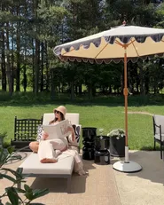 Sun Lounger with Cushion LARIANO Reclining Metal Light Beige_1080462