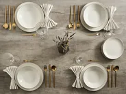 Set med 12 matserviser CUMIN Porslin Off-white/ Guld_1061563