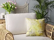 Set of 2 Decorative Cushions PACHIRA 45 x 45 cm Cotton Yellow Abstract Pattern_1183227