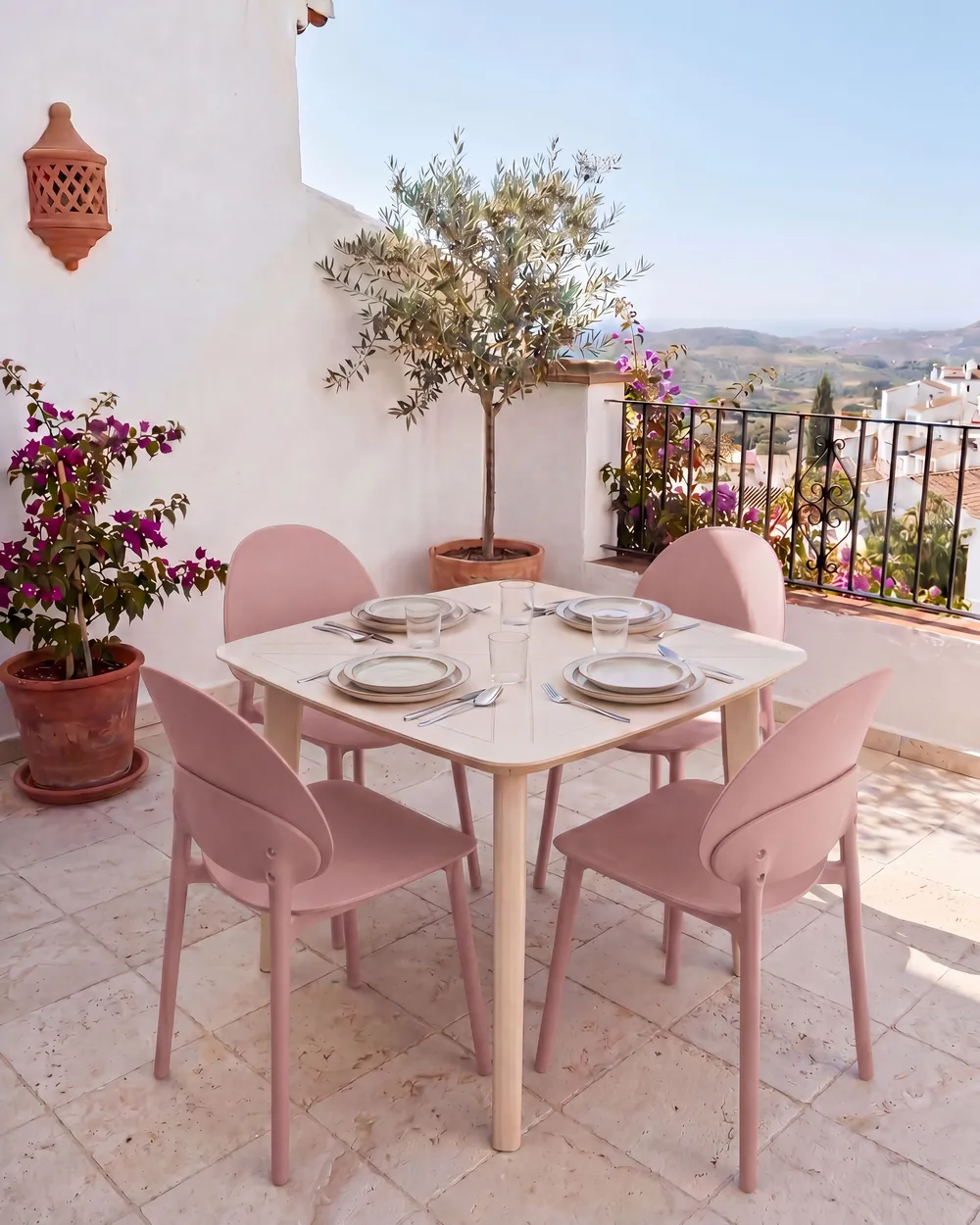 Set of 4 Garden Chairs CEARA Pink