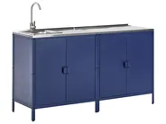 2 Piece Outdoor Kitchen Set with Sink VILAMA Blue Metal_974579