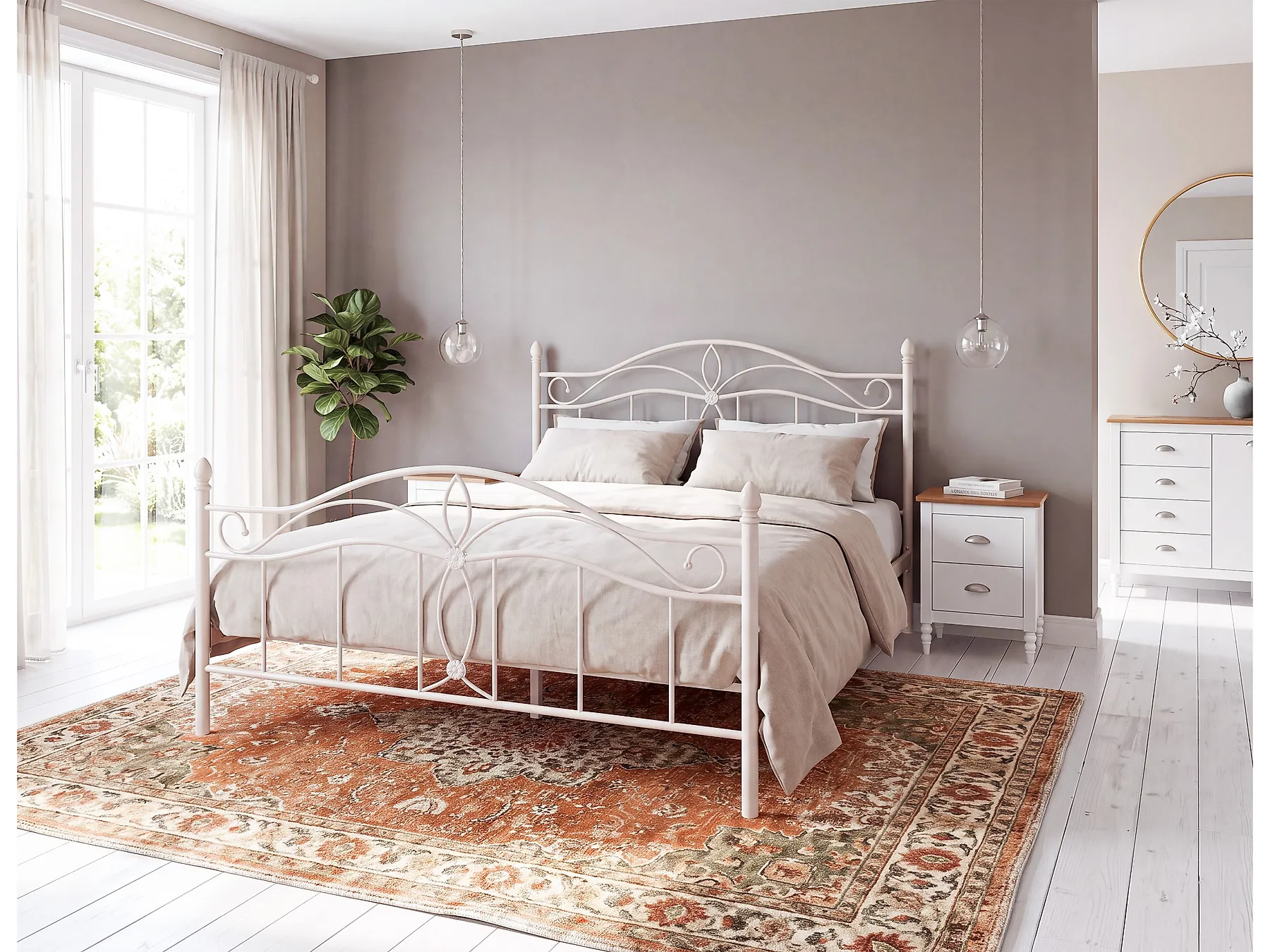 Sänky Metalli ANTLIA 160 x 200 cm Vaaleanbeige_1165290