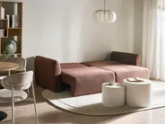 Bäddsoffa 3-sits VAXHOLM med förvaring Bouclé Brun_1028757