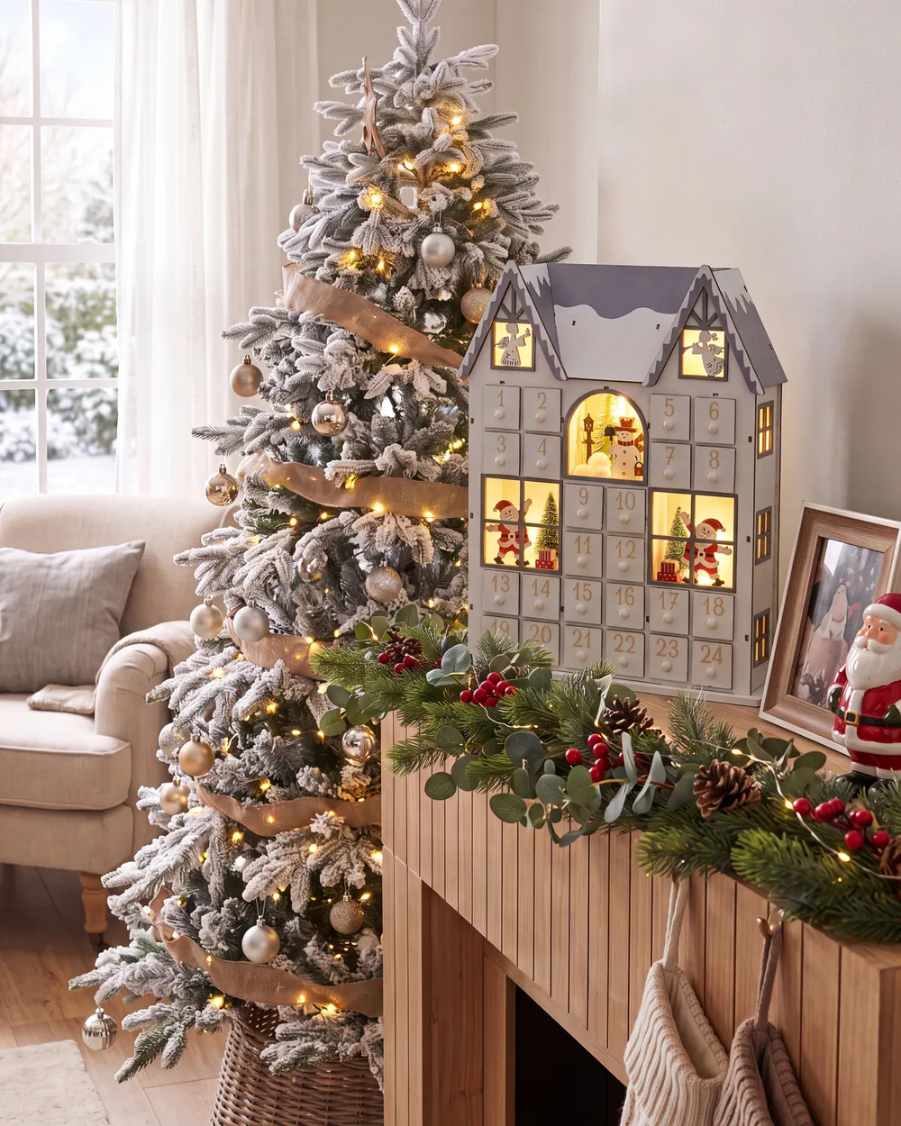 Julpynt LED FEMUND 40 cm Adventskalender Vit_1016857