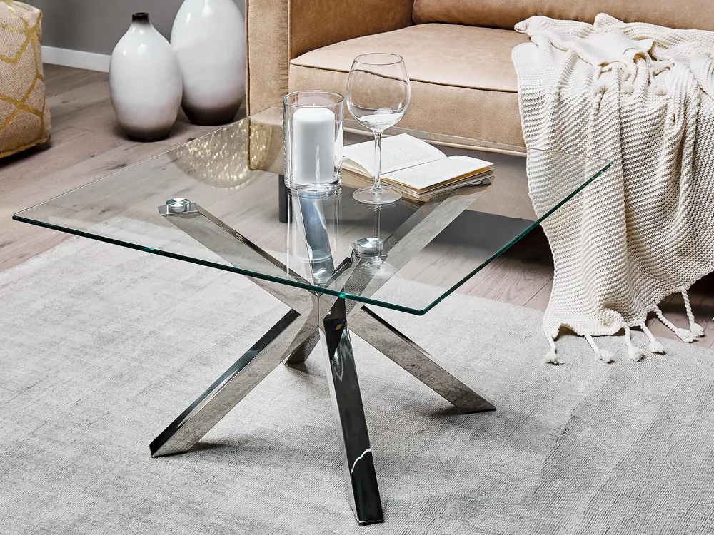 Coffee Table STARLIGHT Tempered Glass Silver