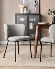 Set of 2 Dining Chairs MINA Boucle Grey_884667