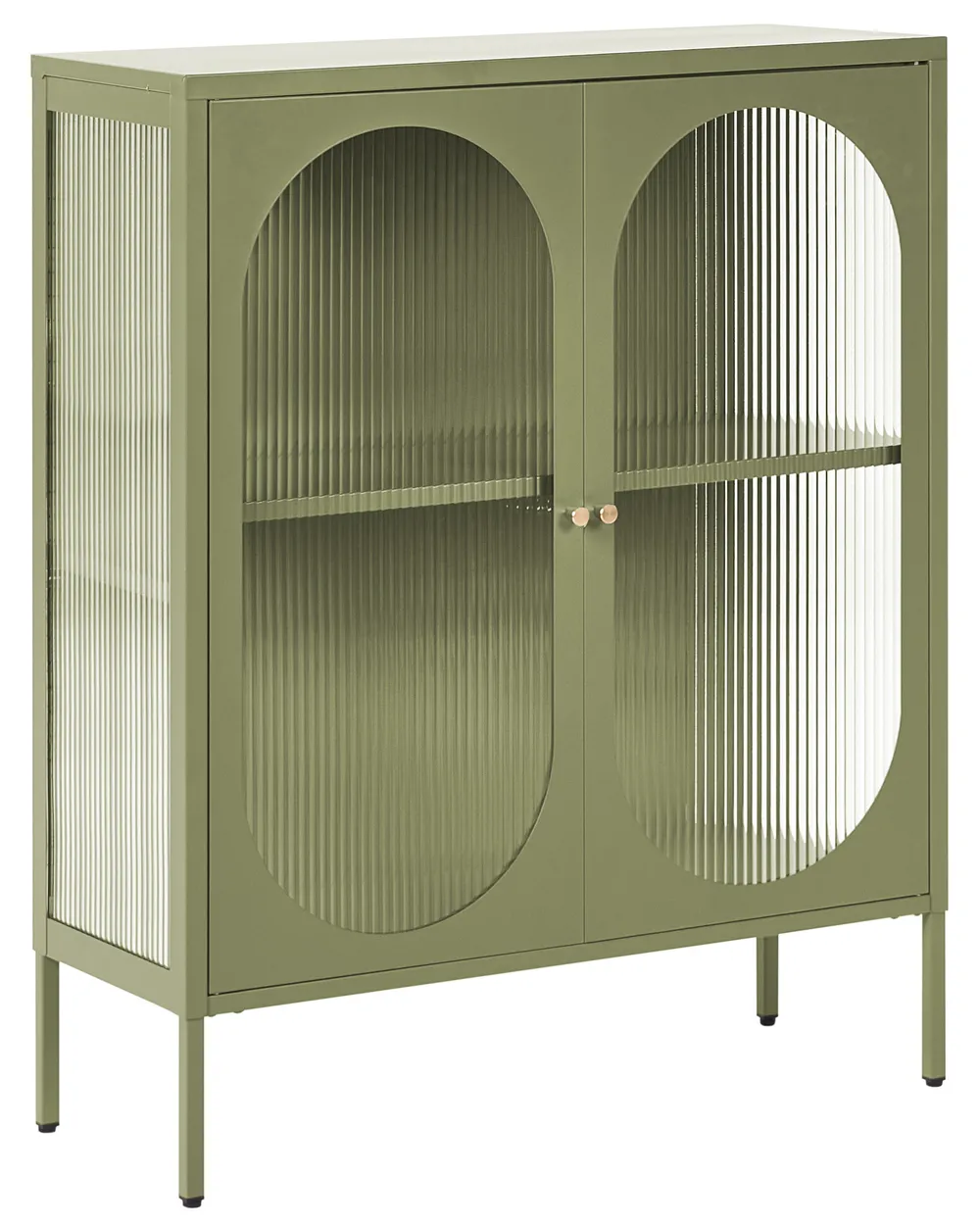 Glass Display Sideboard SARRE 90 cm Metal Green