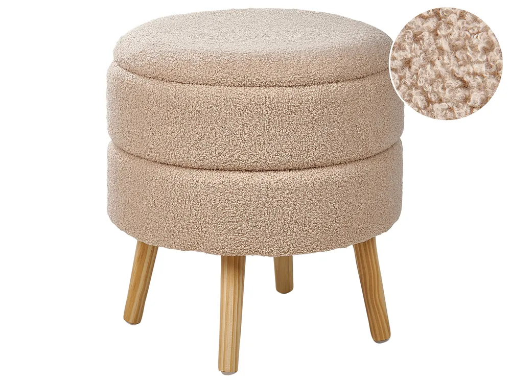 Storage Stool OKATON Boucle Beige