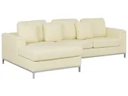 Corner Sofa 4 Seater OSLO with Ottoman Leather Light Beige Right Hand_769130