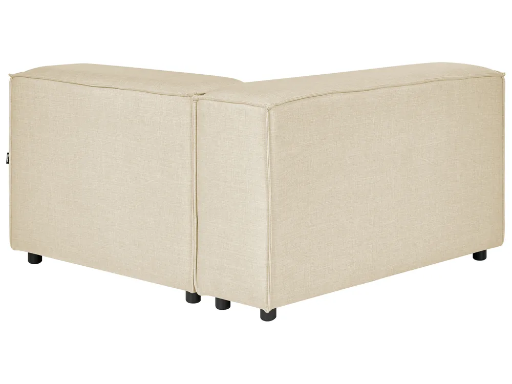Modular Corner Sofa 3 Seater APRICA with Ottoman Faux Linen Beige Right Hand_856912