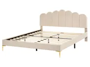 Bed Velvet SAUVIAN 160 x 200 cm (EU King Size) Beige_1014412
