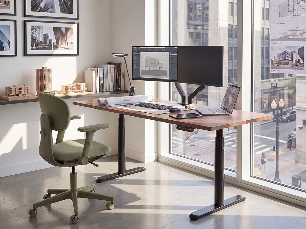 Electric Adjustable Standing Desk DESTINAS 180 cm x 80 cm Brown/ Black
