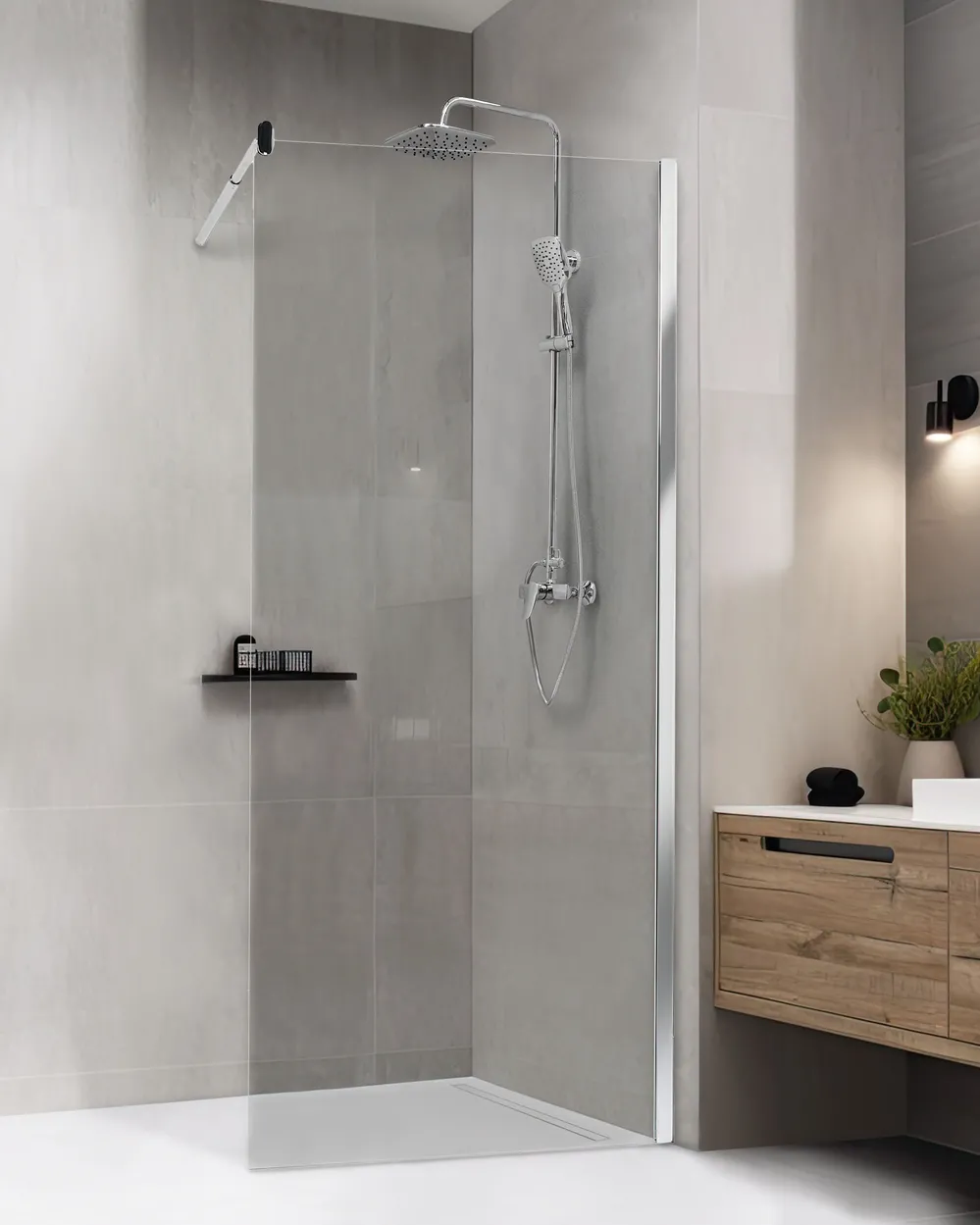 Shower Screen AHAUS 900 x 1900 mm Silver