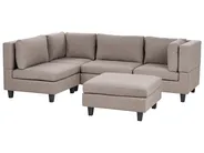 Modular Corner Sofa 4 Seater UNSTAD with Ottoman Fabric Brown Right Hand_924914