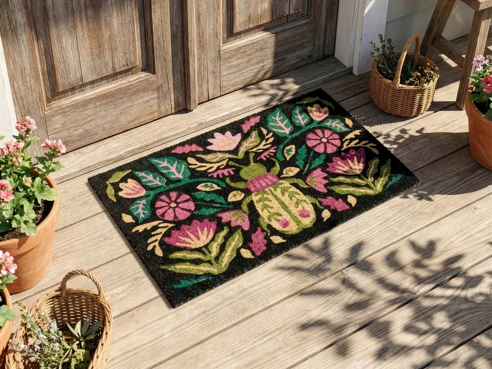 Doormat SELAWIK Multicolour 45 x 75 cm Flower Coir