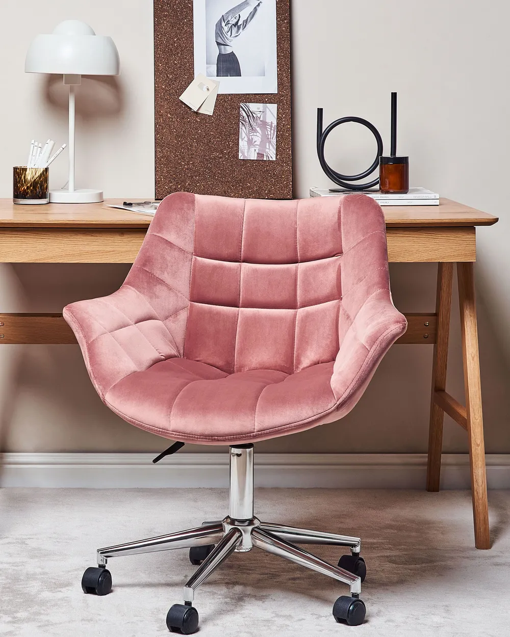 Desk Chair LABELLE Velvet Pink