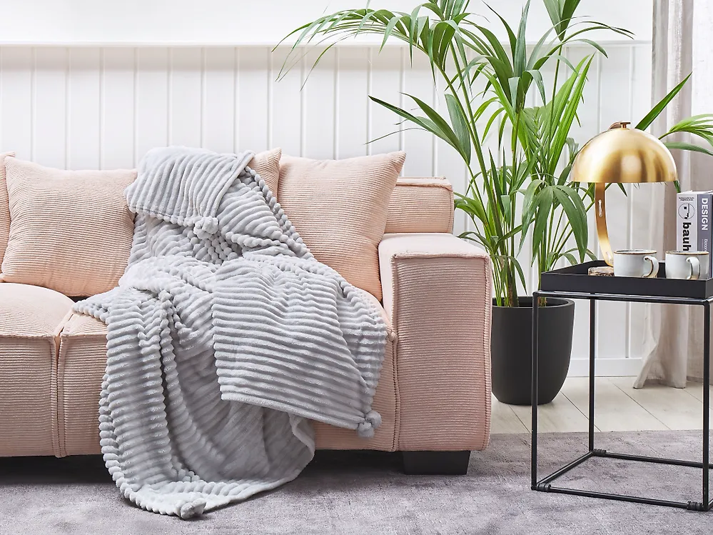 Blanket KAWERI 150 x 200 cm Light Grey_1178247