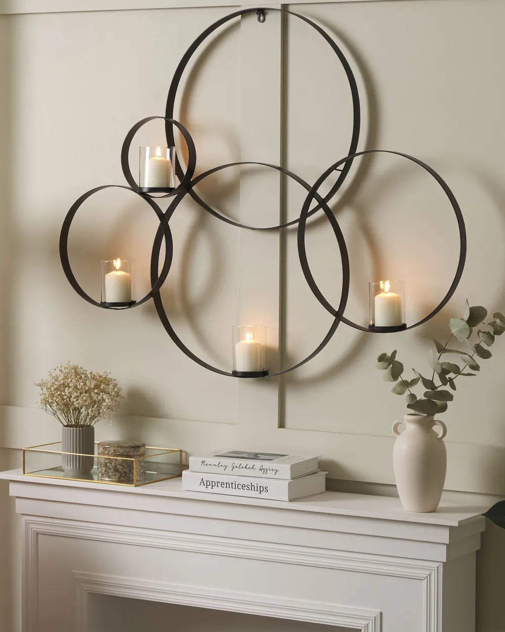 Wall Candle Holder BURU 80 cm Metal Black