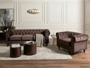 Sofa 3 Seater CHESTERFIELD Velvet Dark Brown_1065037