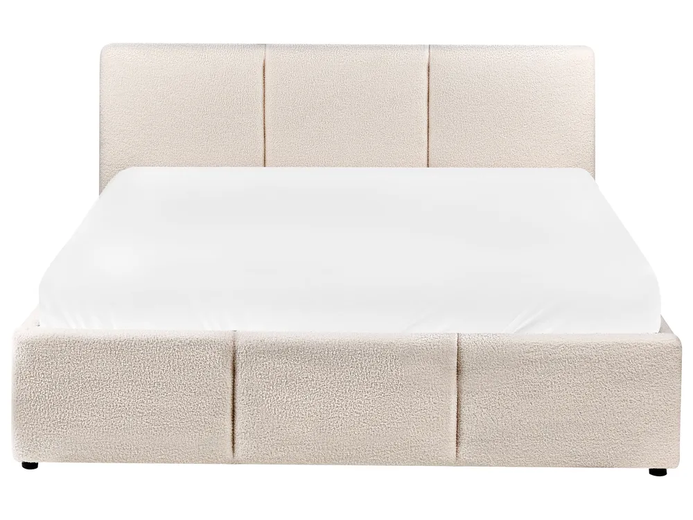 Säng med förvaring BOUSSE Bouclé Off-White 140 x 200 cm_980050
