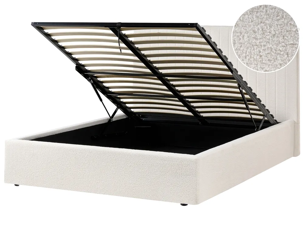 Boucle Ottoman Bed Off-White VION Various Sizes