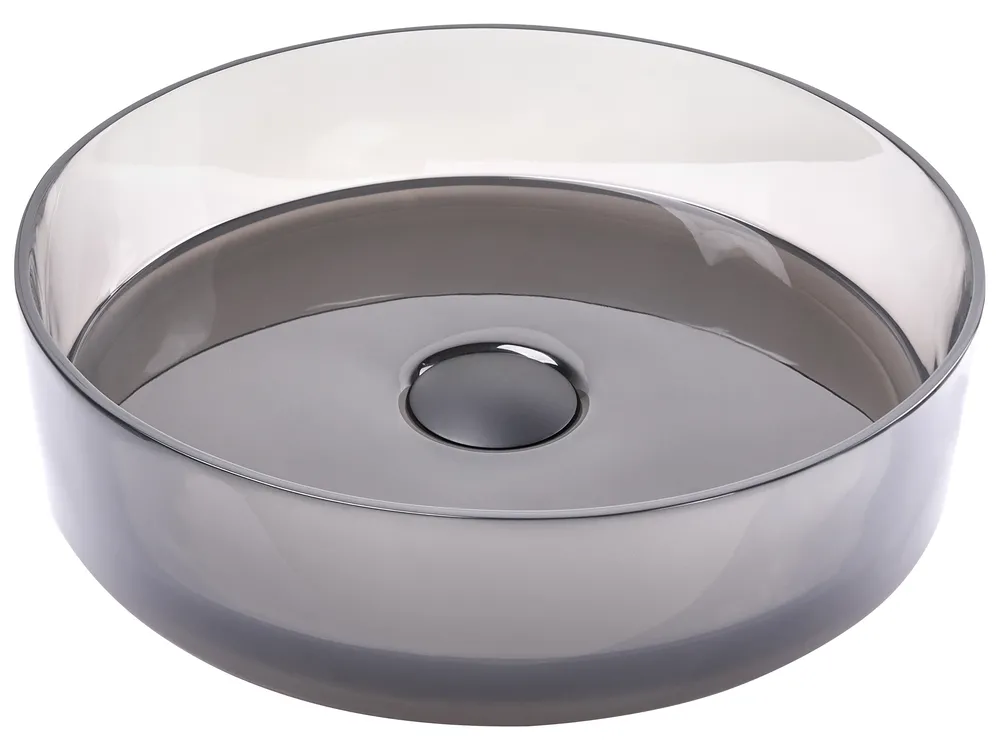 Countertop Basin TOLOSA ⌀ 360 mm Solid Surface Black