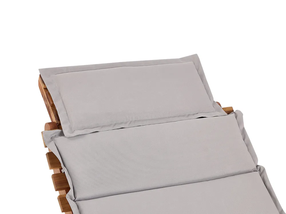 Sun Lounger with Cushion LUINO Acacia Wood Grey_921591