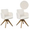 Set med 2 matstolar Vridbar EVELYN Bouclé Off-White