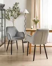 Set med 2 matstolar WELLSTON Sammet Mörkgrå_901888