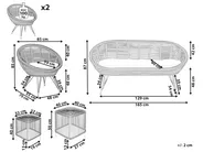 Garden Lounge Set with Table 4 Seater MARATEA/CESENATICO Rattan Natural_878789