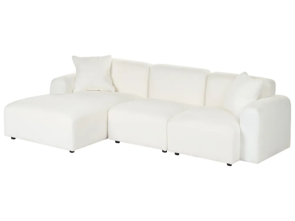 Modular Corner Sofa 3 Seater HEDE Boucle White Right Hand_1091885