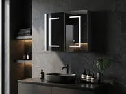 Bathroom Wall Mounted Mirror Cabinet LED MAZARREDO 60 cm 60 cm Black_905802