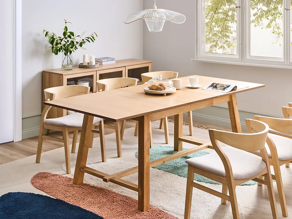 Jatkettava ruokapöytä BARNES Vaalea saarniviilu 160/200 cm 90 cm_1173682