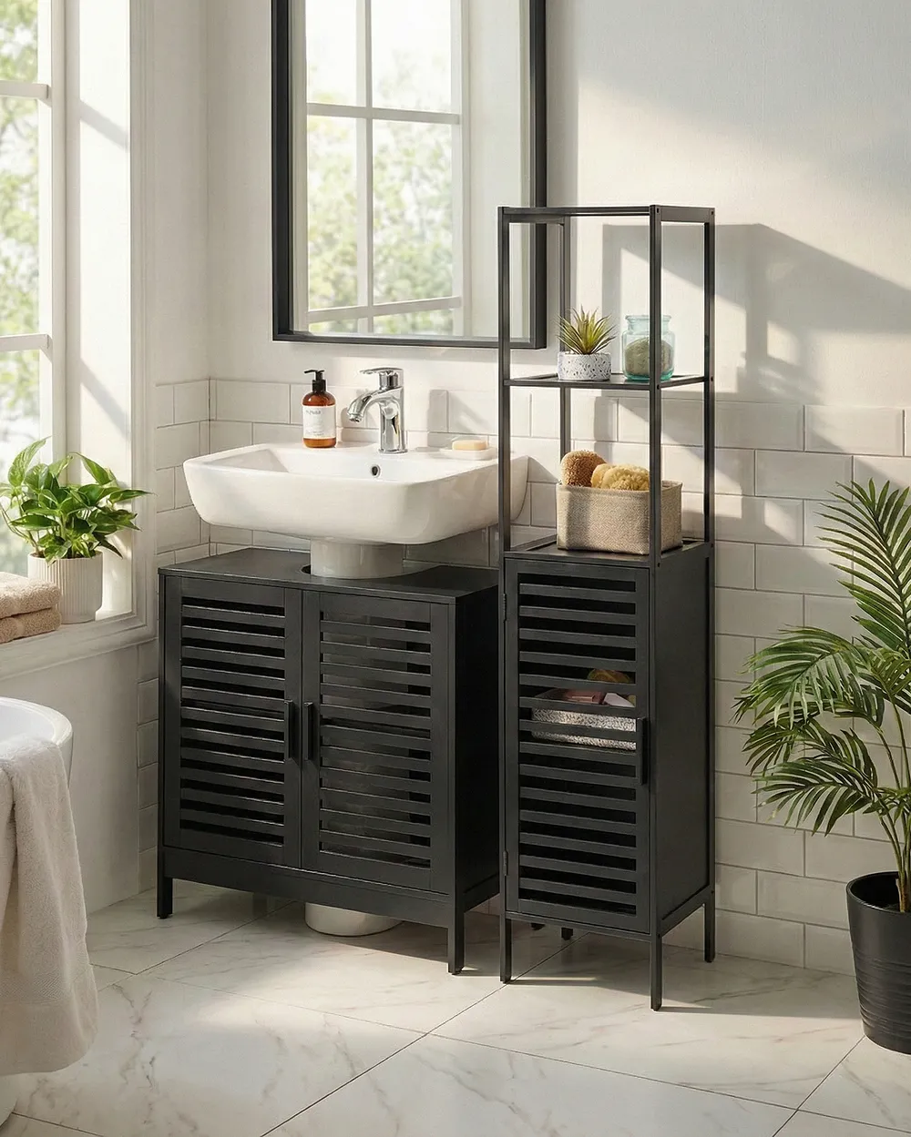 Shelving Unit OWASSO Bamboo Black