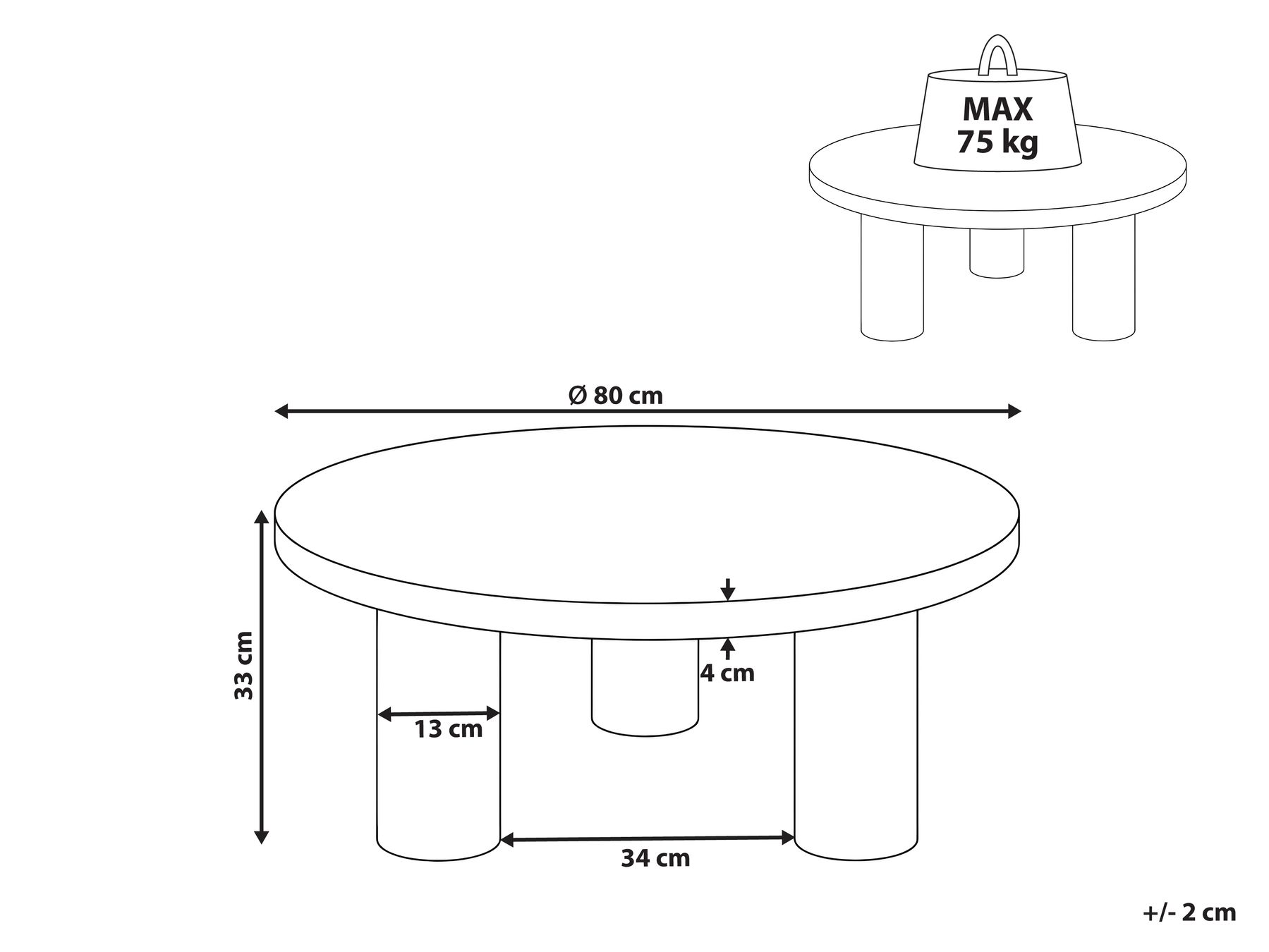 Garden Coffee Table VIPITENO 80 cm 80 cm Metal Beige_1094896