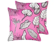 Set med 2 prydnadskuddar MALVA 45 x 45 cm Sammet Rosa Blommigt tryck_915745
