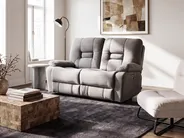 Electric Recliner Sofa 2 Seater BERGEN Velvet Grey_1080316