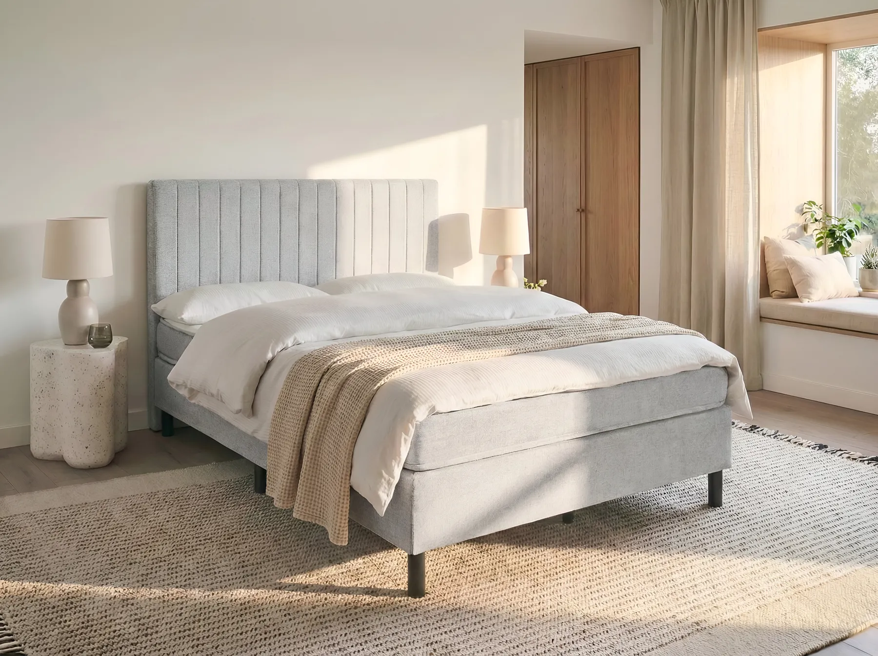 Jenkkisänky Kangas COUNTESS 140 x 200 cm Vaaleanharmaa_1054536