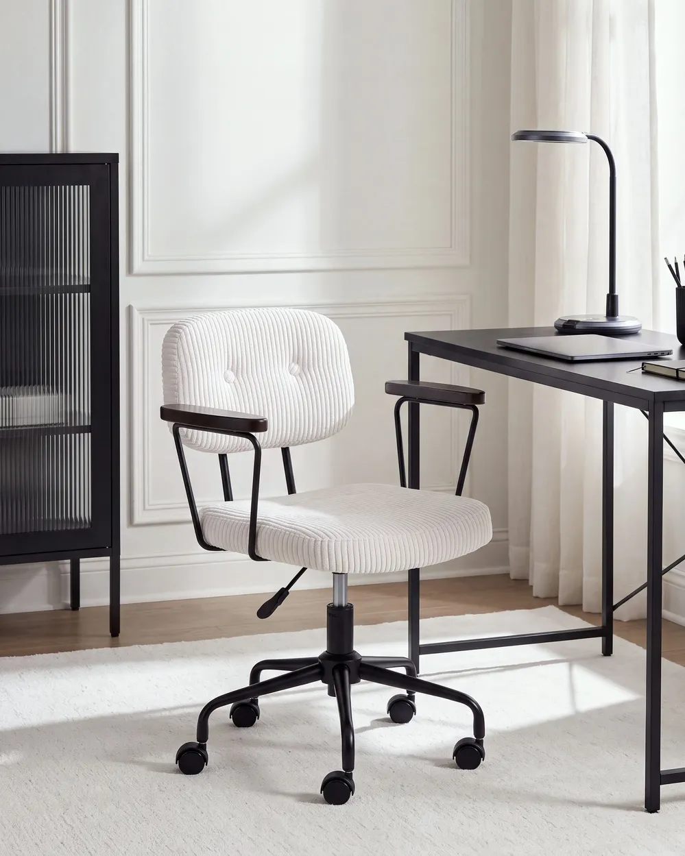 Desk Chair ALGERITA Corduroy Off-White