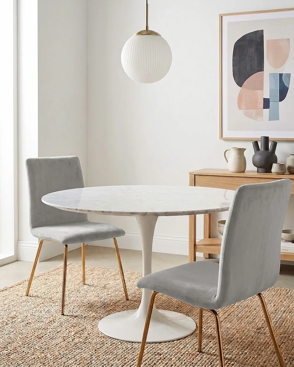 Set of 2 Dining Chairs RUBIO Velvet Grey_1150885