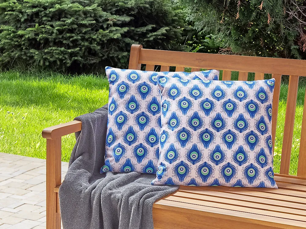 Set of 2 Outdoor Cushions CERIANA Animal Pattern 45 x 45 cm Blue_1183460