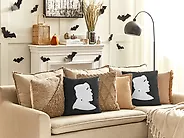 Set of 2 Decorative Cushions FRANKLINIA 45 x 45 cm Velvet Black Abstract Pattern_1178459