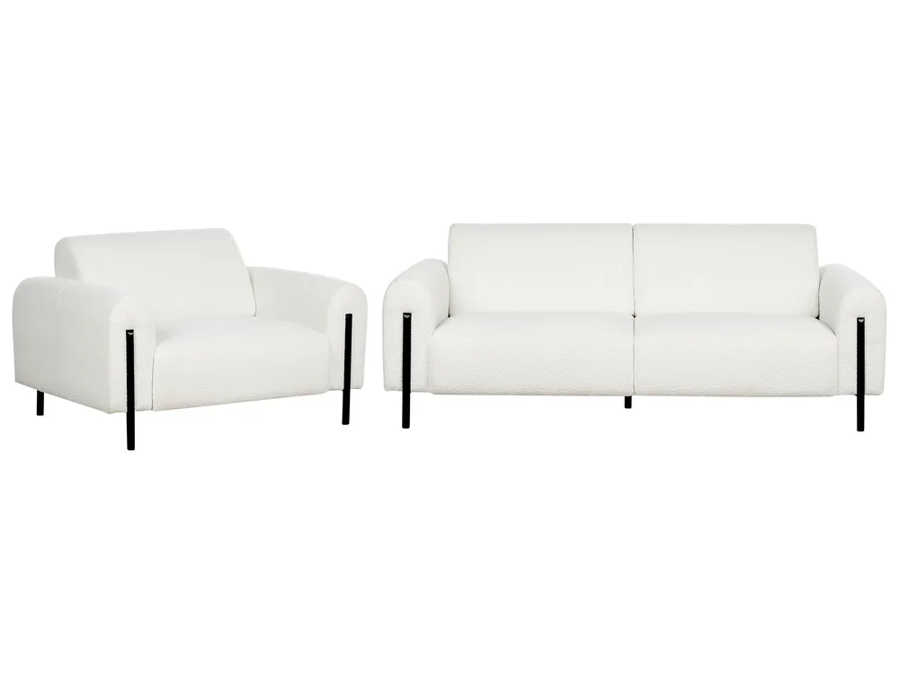Living Room Set 4 Seater ASKIM Boucle White_918540