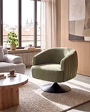 Swivel Armchair NORAGER Fabric Green_1169081