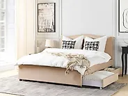 Sänky laatikoilla MONTPELLIER Kangas Beige 160 x 200 cm_1176366
