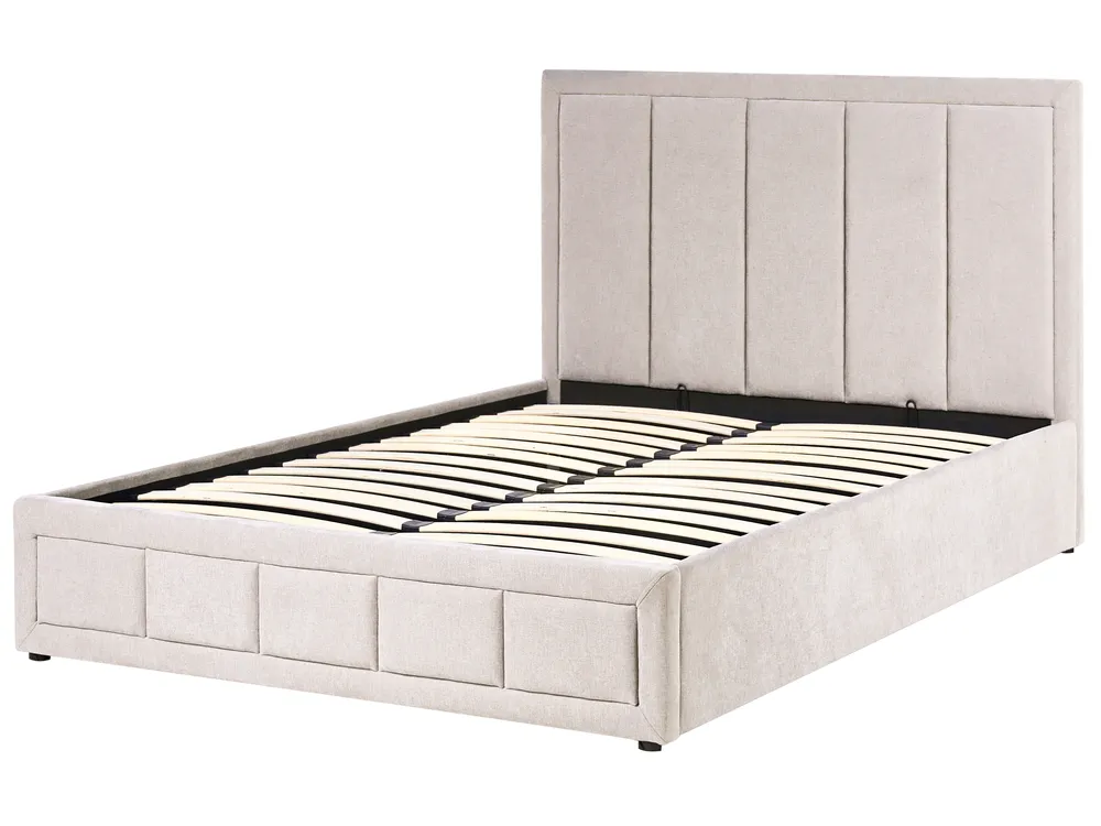Ottoman Bed QUIBERON Chenille Taupe 140 x 200 cm (EU Double)_1023195